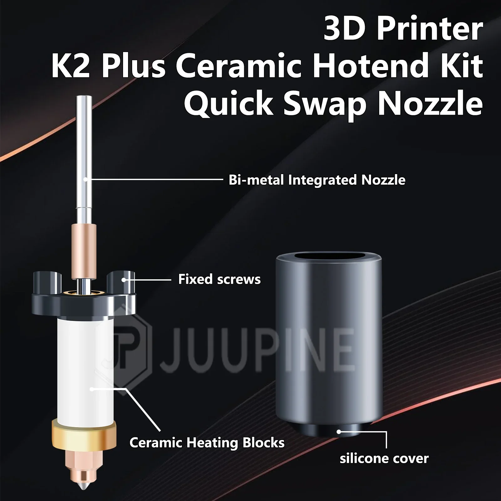 For Creality K2 Plus Hotend Ceramic Heating Block Kit 0.4mm All-metal Integrated Quick swap Nozzle 350°C for Creality K2P Combo