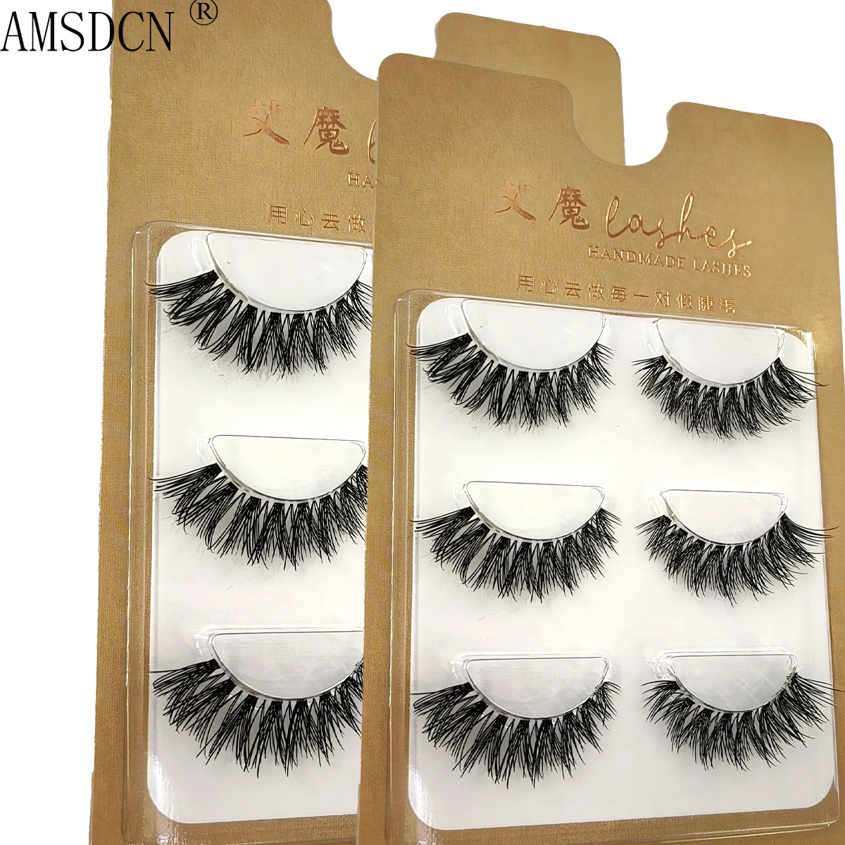 HBZGTLAD 3 Pair Set Cat Eyelash Fluffy Manga Dramatic False Eyelash Soft Cross Fairy Artificial Mink Eyelash Stretching Makeup