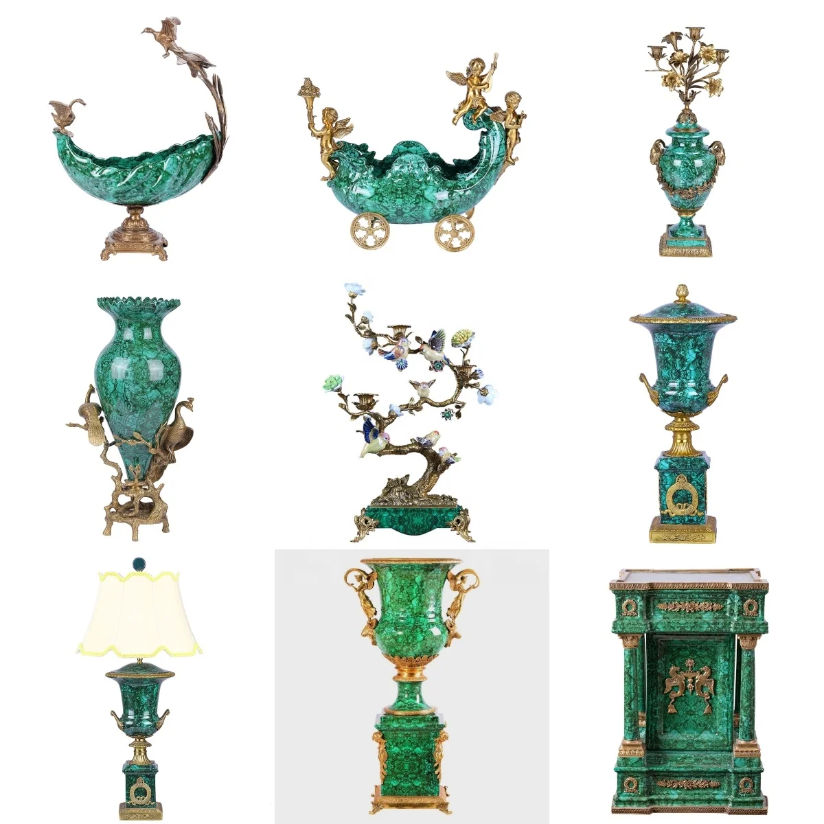 ديكور داخلي جرة زنجبيل سيراميك ضخمة مع طاولة خزان بغطاء، مزهرية مركزية وعاء أخضر عتيق ومزهرية