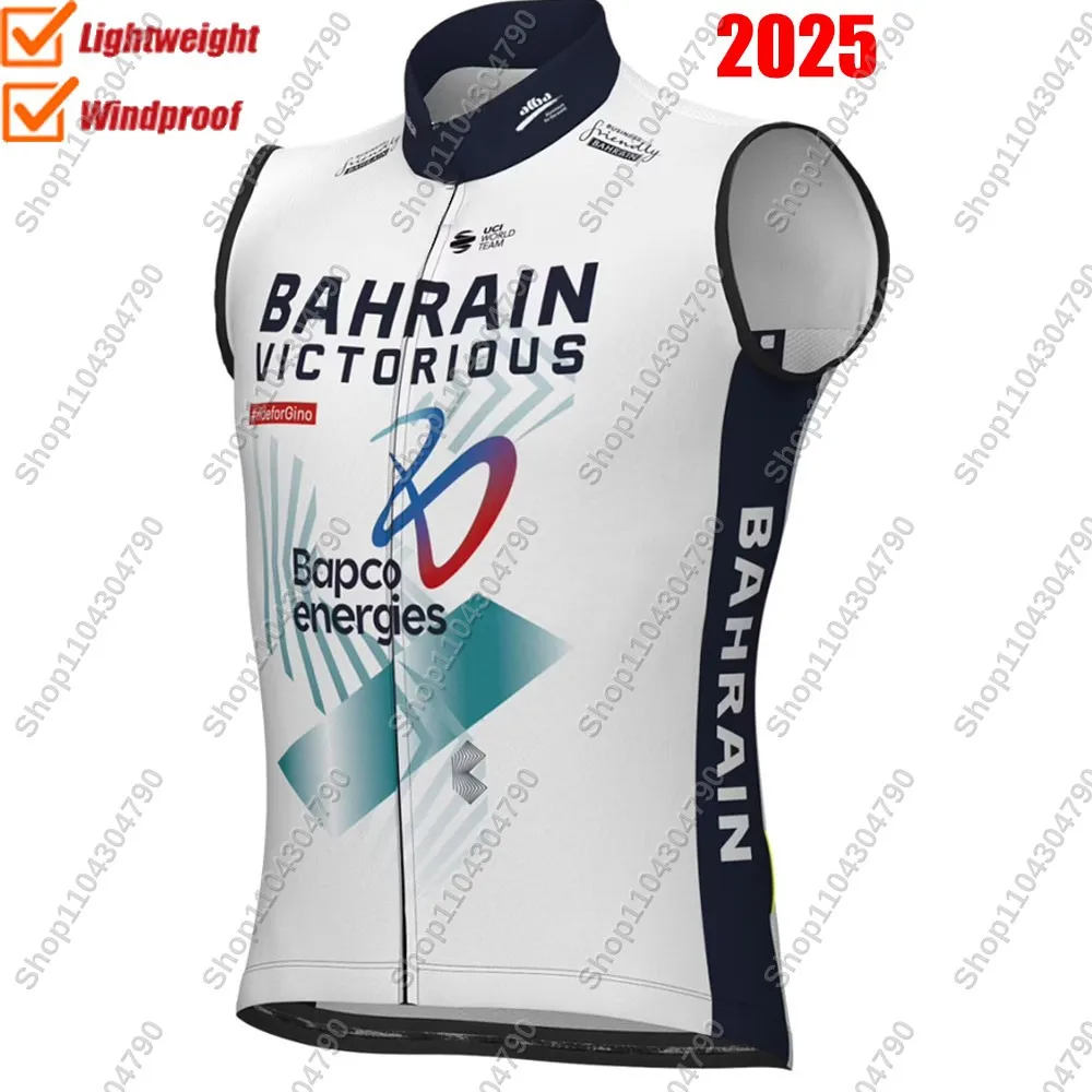 2025 Bahrain Victorious Team Wind Vest Cycling Vest Windproof Lightweight Race Road Cycling Jersey Sleeveless MTB Maillot Ropa