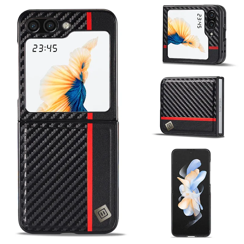 Suitable for Samsung Z Flip 8 folding phone case - Galaxy Z Flip 6 fiber texture stitched anti-drop fashionable protection cover