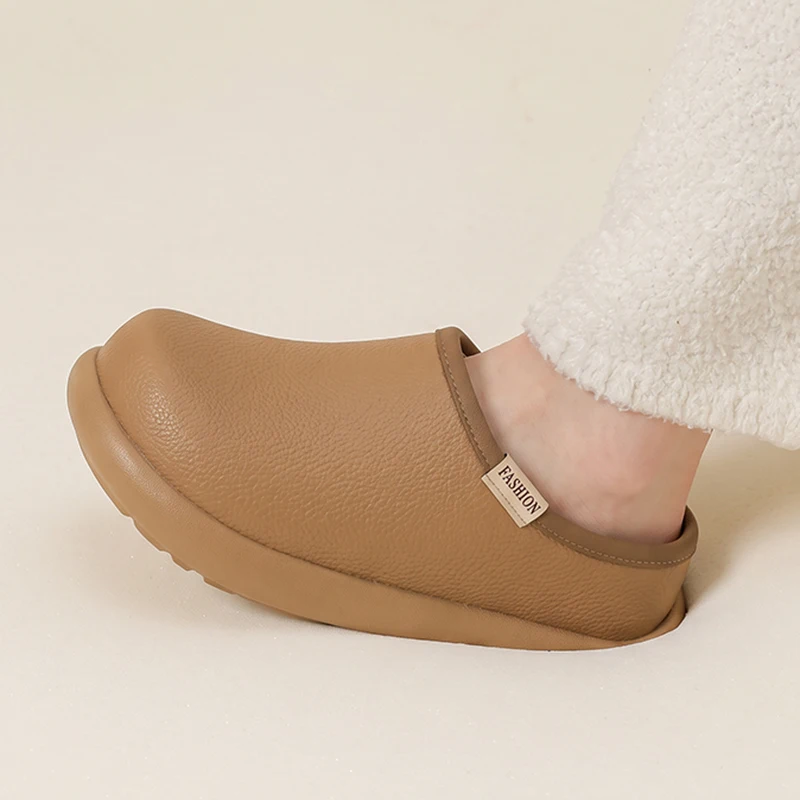 EVA Wasserdichte Plateau-Hausschuhe für Damen 2026 Winter Rutschfeste Weichsohlen-Warm-Baumwollschuhe Damen Runde Zehenkappe Rutschfeste Plüsch-Slides – Detail 4