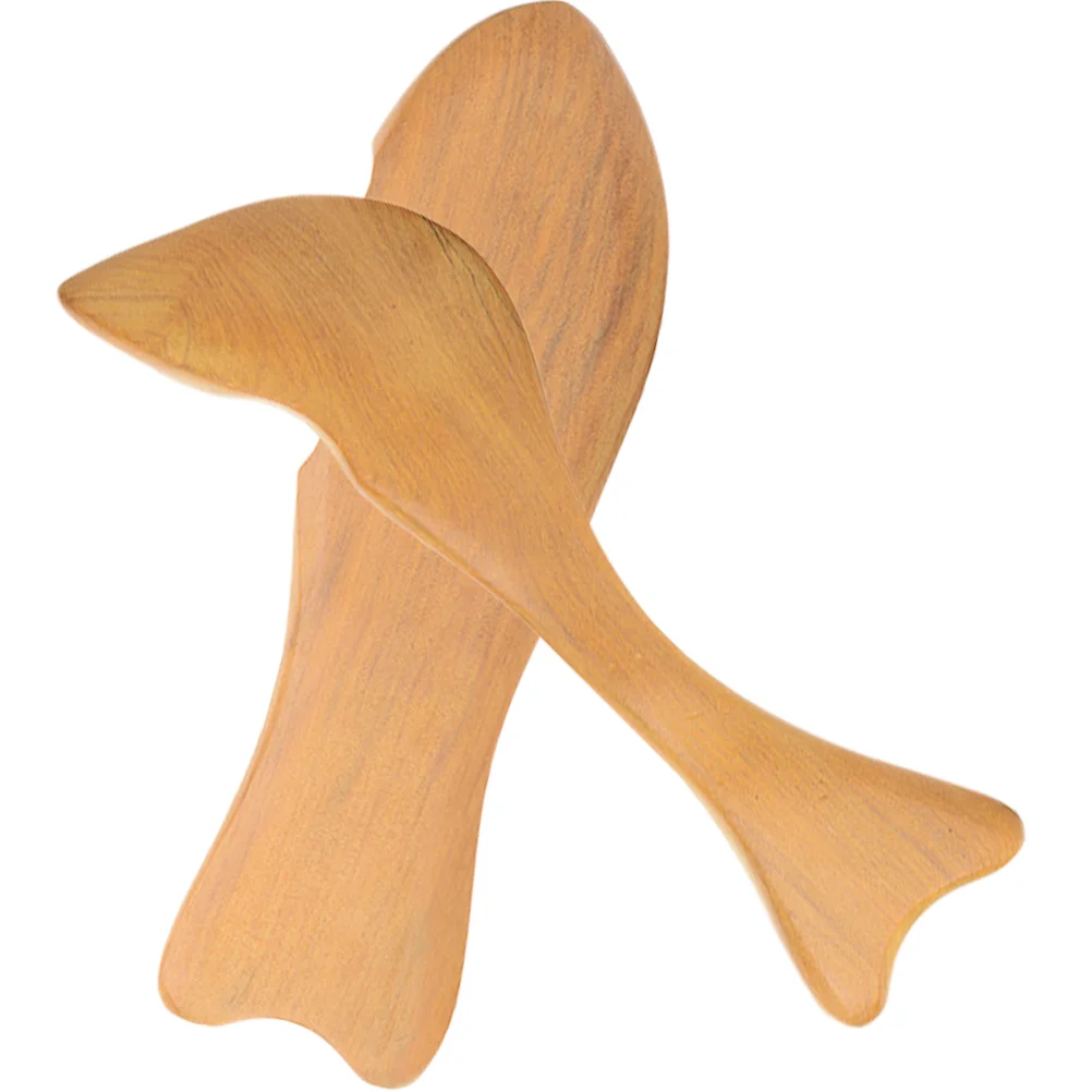 2Pcs Fish shaped Wood Guasha Board Square Scrape Tool for Travel Back Neck Shoulder Massage Relaxation Health Scraper