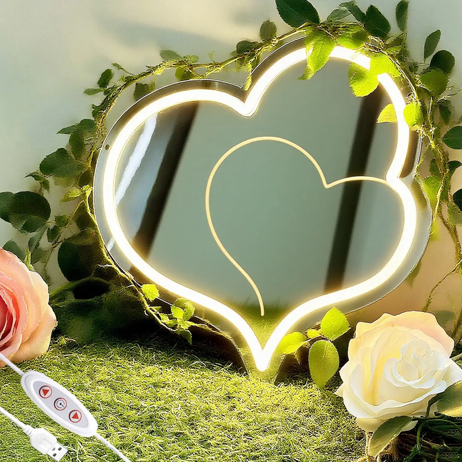 ハート型アクリルミラーネオンライトサイン、usb調光式ledネオンサイン、寝室、リビング、クラブ、バー、男の隠れ家、パーティーギフト、壁飾り