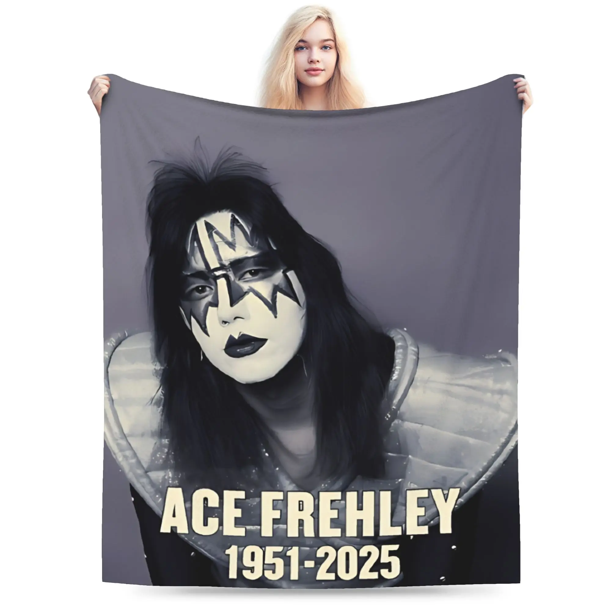 مريحة مزق الآس فريلي رائد فضاء بطانية اكسسوارات السرير قبلة الفرقة موسيقى الروك رمي البطانيات سوبر لينة المرجان الصوف أفخم