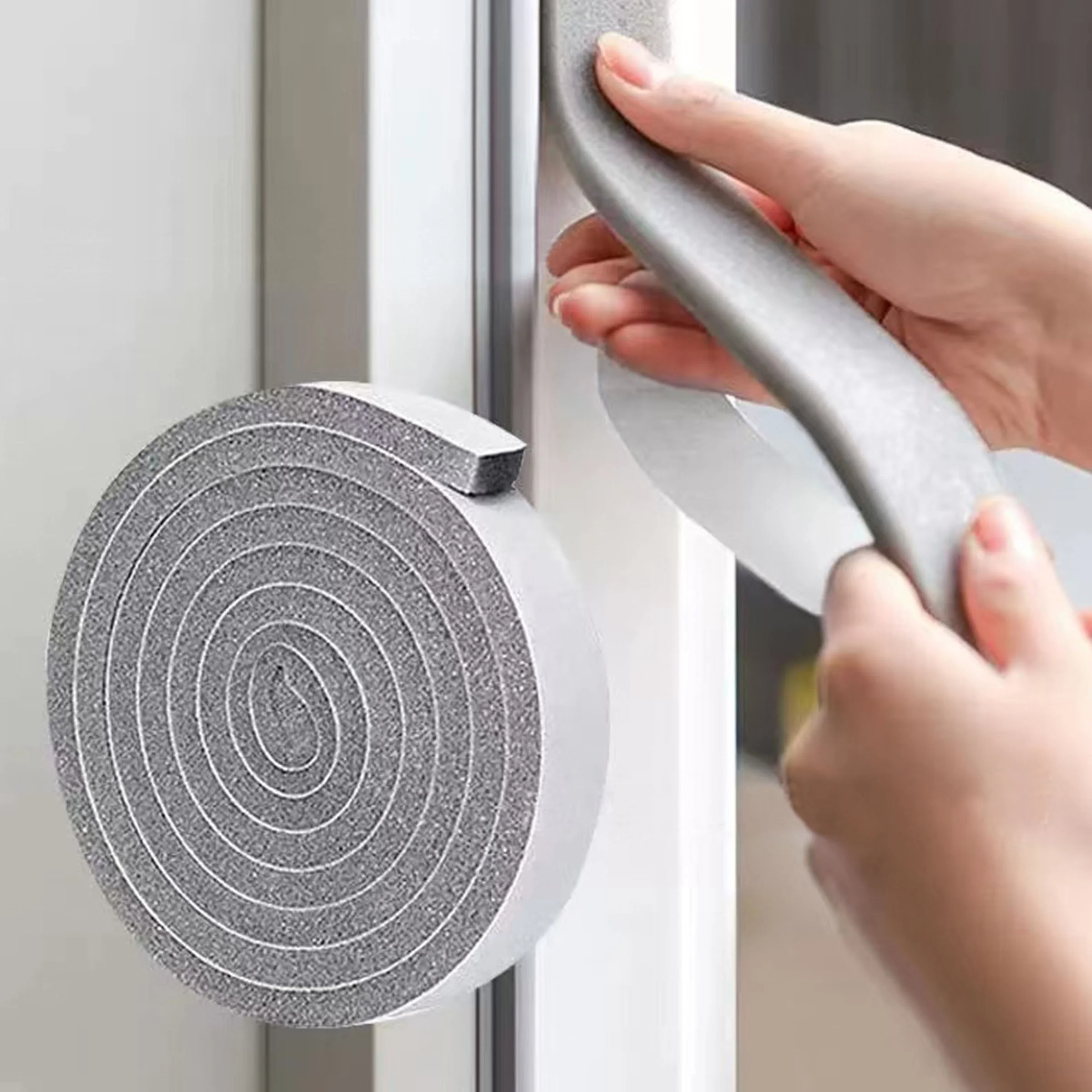Tira de esponja de sellado para huecos de puerta y ventana, aislamiento acústico, autoadhesivo, pegatina de vidrio a prueba de viento, prevención de costuras, deslizamiento de viento, 2 uds.