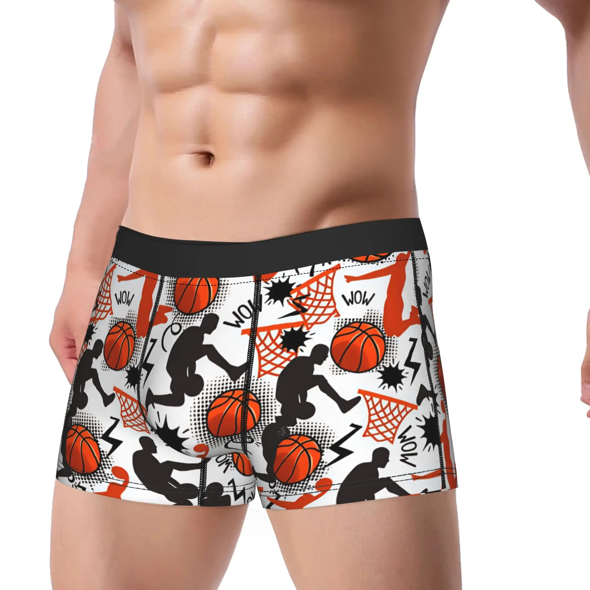 Basketball Player Silhouette Comic Style Seamless Pattern Underwear  Men Boxer Brief Elastic Boxershorts Hot Sale Underpants