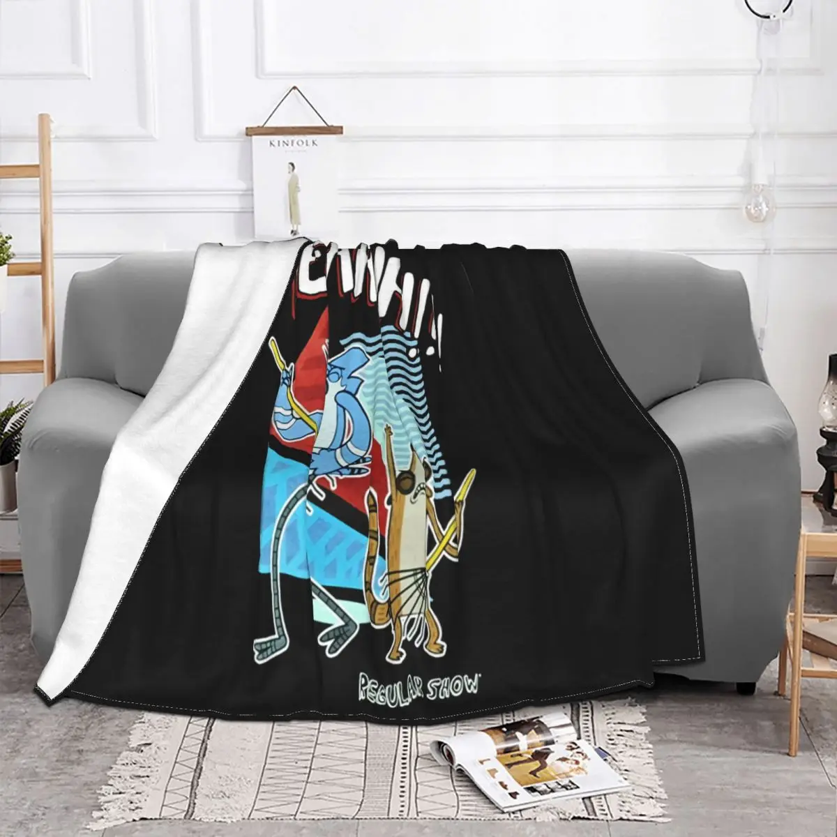 Cute Cartoon Mordecai And Rigby Fashion Men's Printed Cotton Tops Funny An Throw Blanket