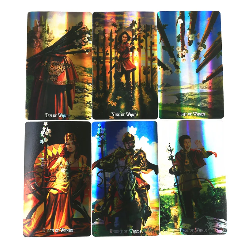 Holograficzne czarownice Tarot karty laserowe cienka folia wróżenie przeznaczenie przepowiedni jeździec Waite gry karciane zabawki wróżki