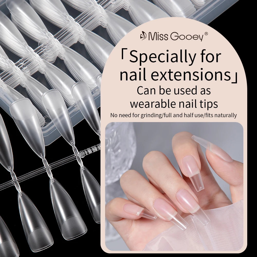 Miss Gooey-Extension d'ongles en gel, couverture complète, appuyez sur les pointes d'ongles, Stiletto, Amande, Carré, Cercueil, Faux, Soak Off, 240Pcs