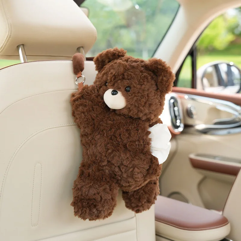 New Creative Cute Car Tissue Box Plush Lying Dog Car-mounted Hanging Tissue Box Cartoon Car Interior Car Accessories Woman