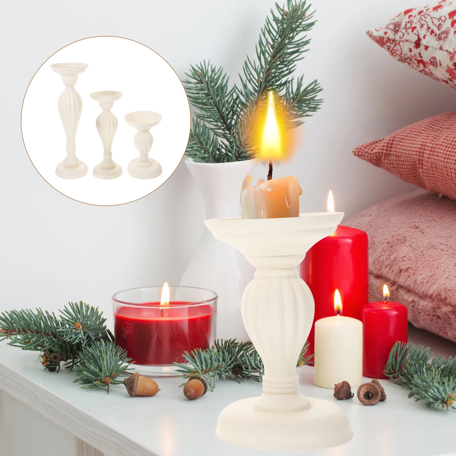 

3pcs Wooden Holder Vintage Tealight Decor Party C Holder Dining Party Table naments Material HomeDecoration