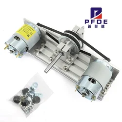 12V 24V DC Dual Spindle Motor Drive Kit 895 DC Motor Large Torque Timing Belt Pulley 60 80 Teeth Synchronous Wheels
