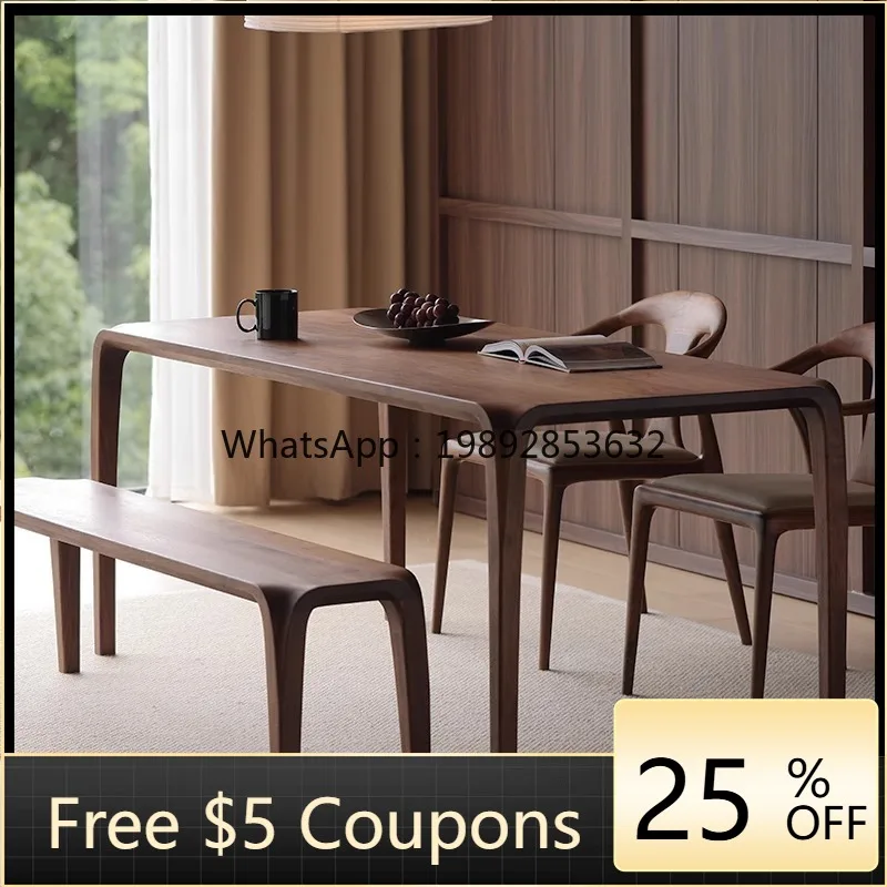 

LYY Modern Solid Wood Home Simple Black Walnut Solid Wood Dining Table Mortise and Tenon Dining Table Living Room
