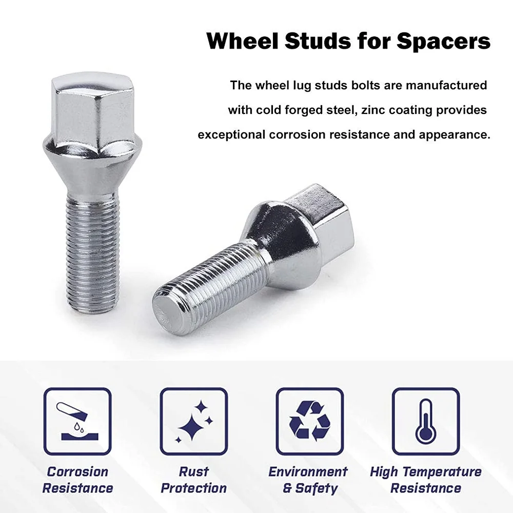 Roda de carro espaçador Lug parafusos, Cone Seat, 12x1.5, 12x1.25, 14x1.25, comprimento da haste, 30mm, 35mm, 40mm, 45mm, 50mm, 55mm, 60mm, 1 peça