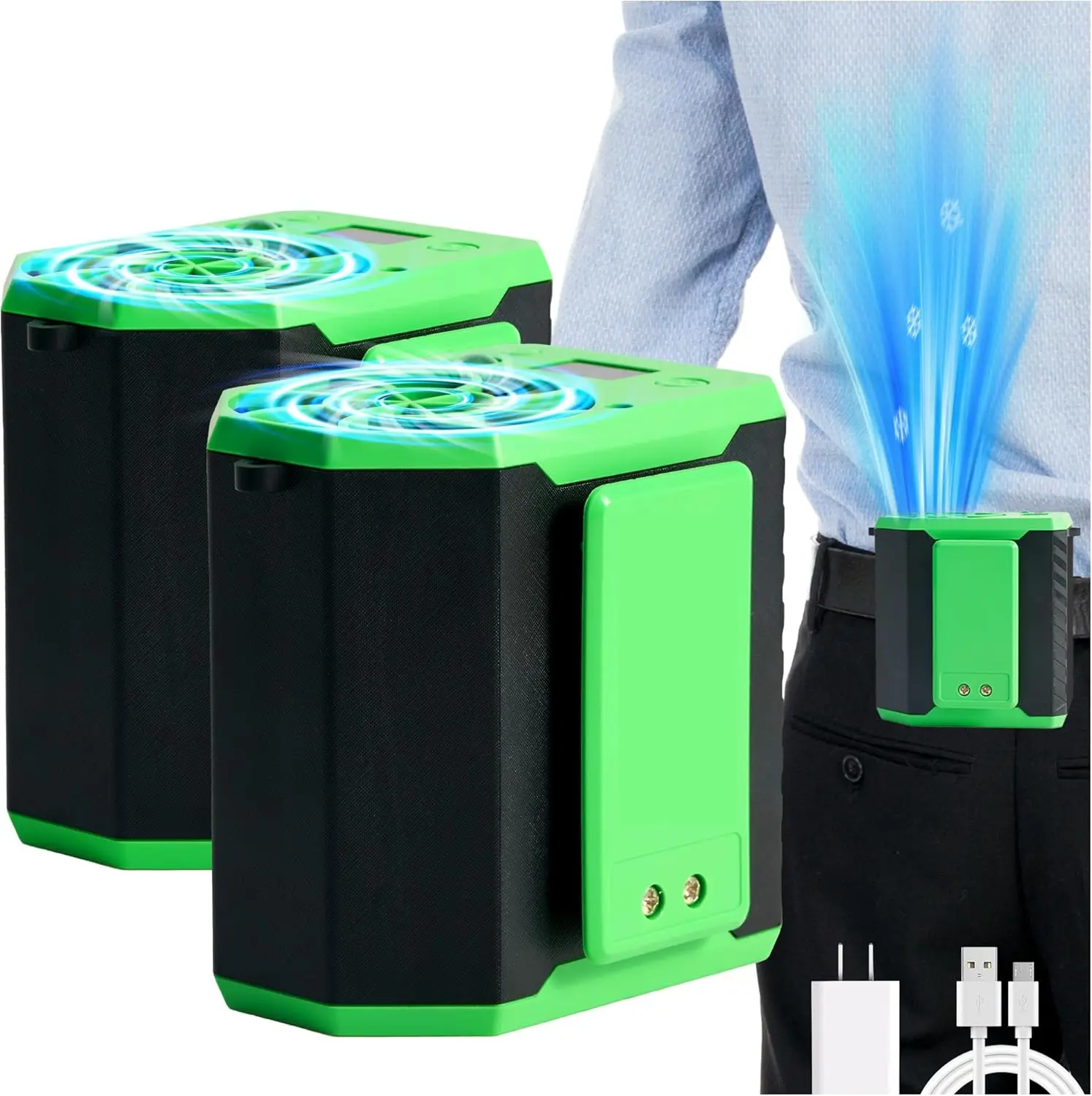 

10000mAh Waist Clip Fan, Portable Fan, Wearable fan, Neck hanging fan with Power Bank, Outdoor workplace USB Rechargeable Fan