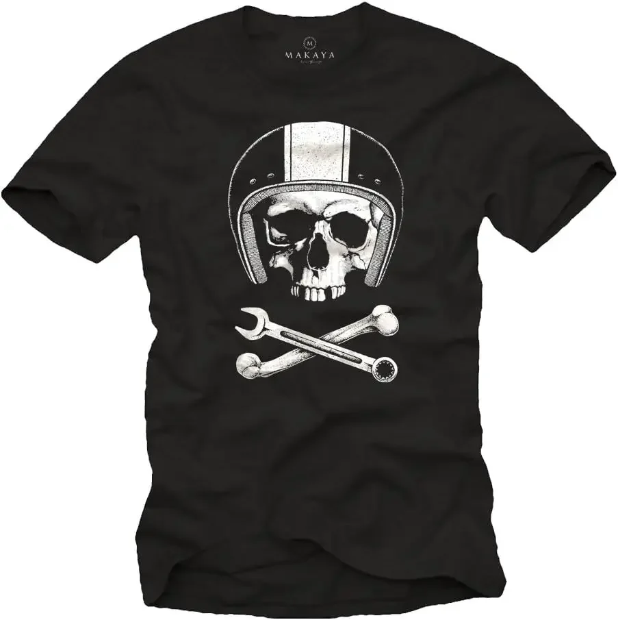 MAKAYA Motorbike Helmets T-Shirt - Mechanics Skull