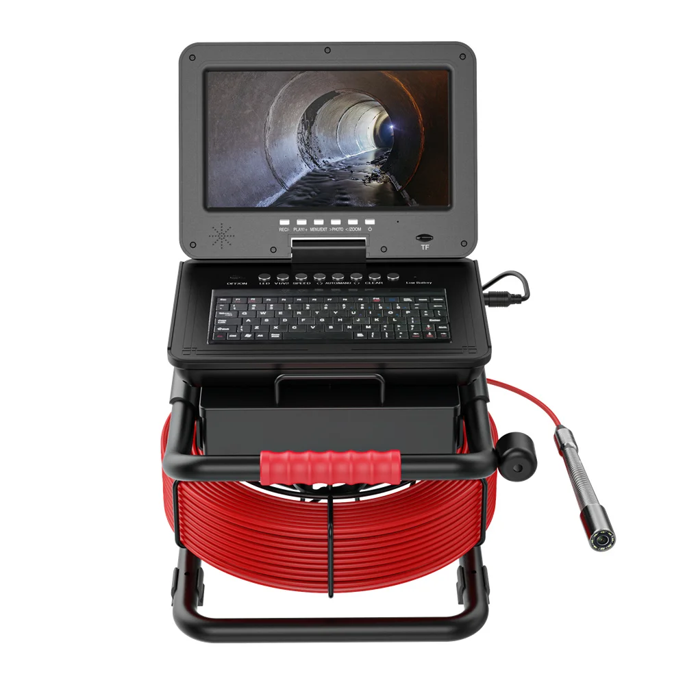 50M Cable Sewer 10 DVR 16G Meter Counter Keyboard 17mm IP68 Industrial Drain Endoscope