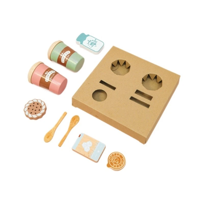 مجموعة القهوة التعليمية الخشبية الممتعة للعب الأدوار للأطفال 15UB