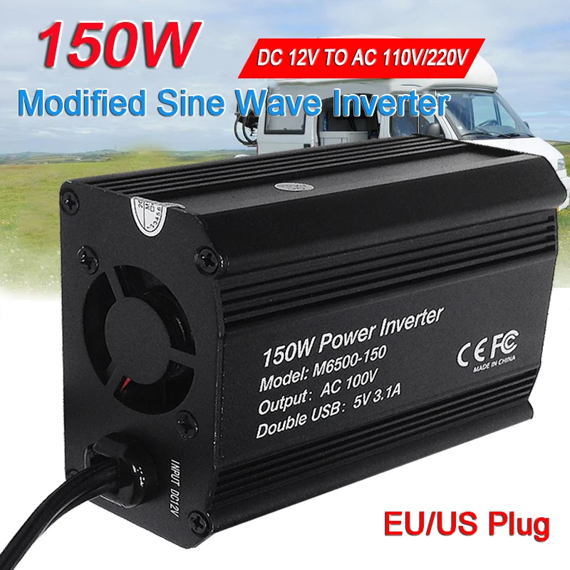 Inverter 12v 220V 150W EU US Car Inverter Solar Inverter Inverter For Christmas Webasto 12 volts Inversor12v 220 v Car ac