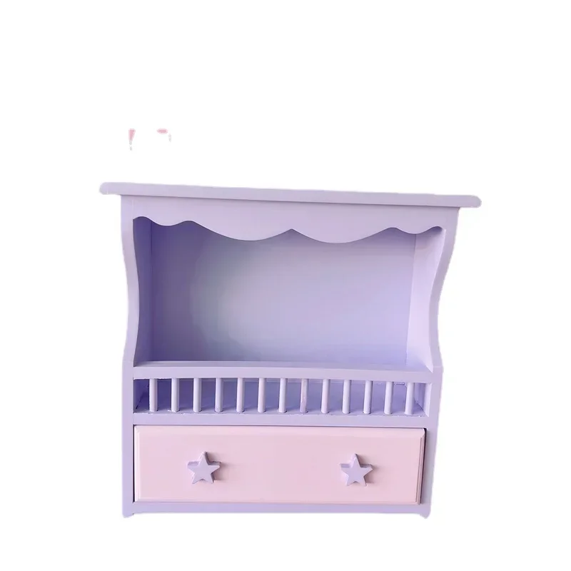 Pink Girl Heart Storage Shelves Wall Hanging Wooden Desktop Display Cabinet Children\'s Room Hanging Wall Decorative Rack