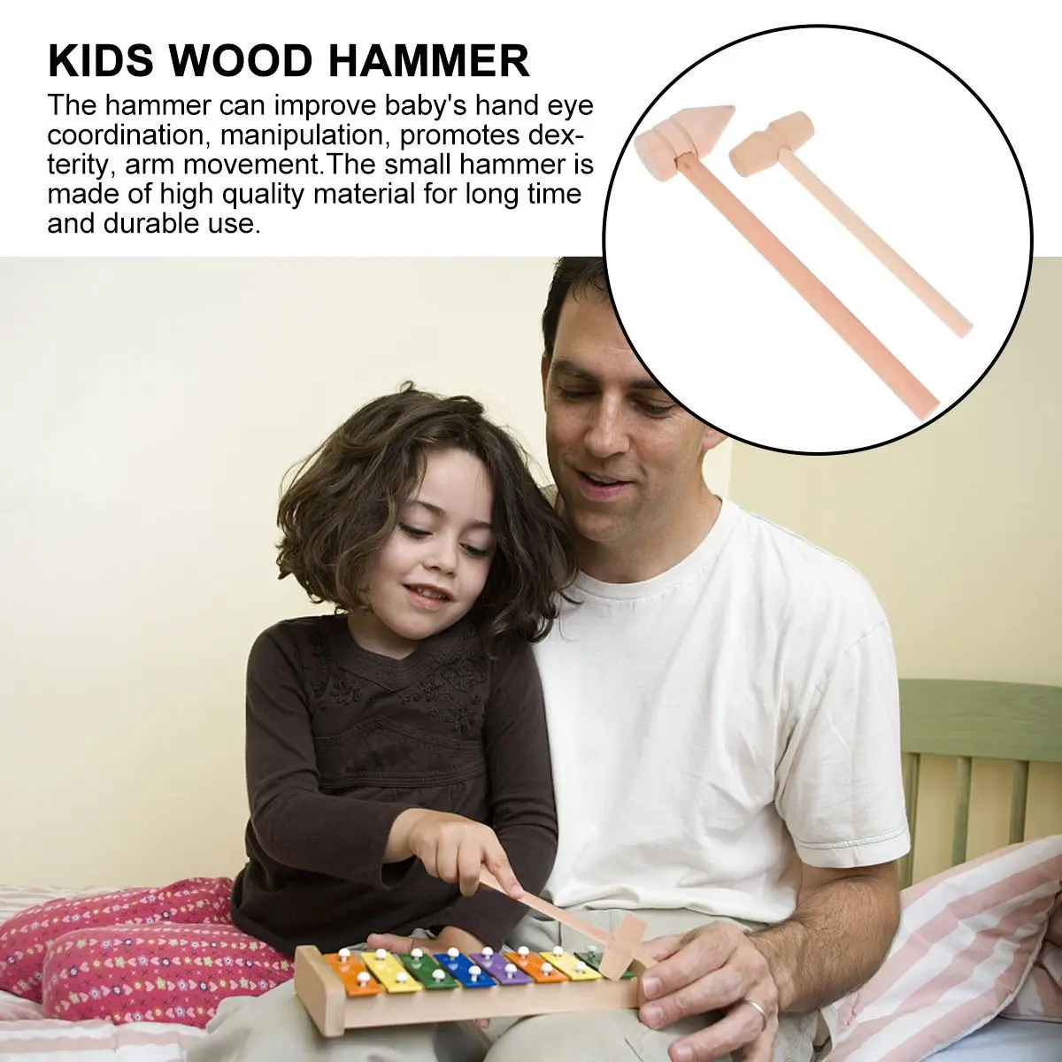 10pcs Wooden Hammer For Kids Mini Mallets Small Hammers Hammers Hand Eye Coordination Development Safe Polished Wood Hammer Tool