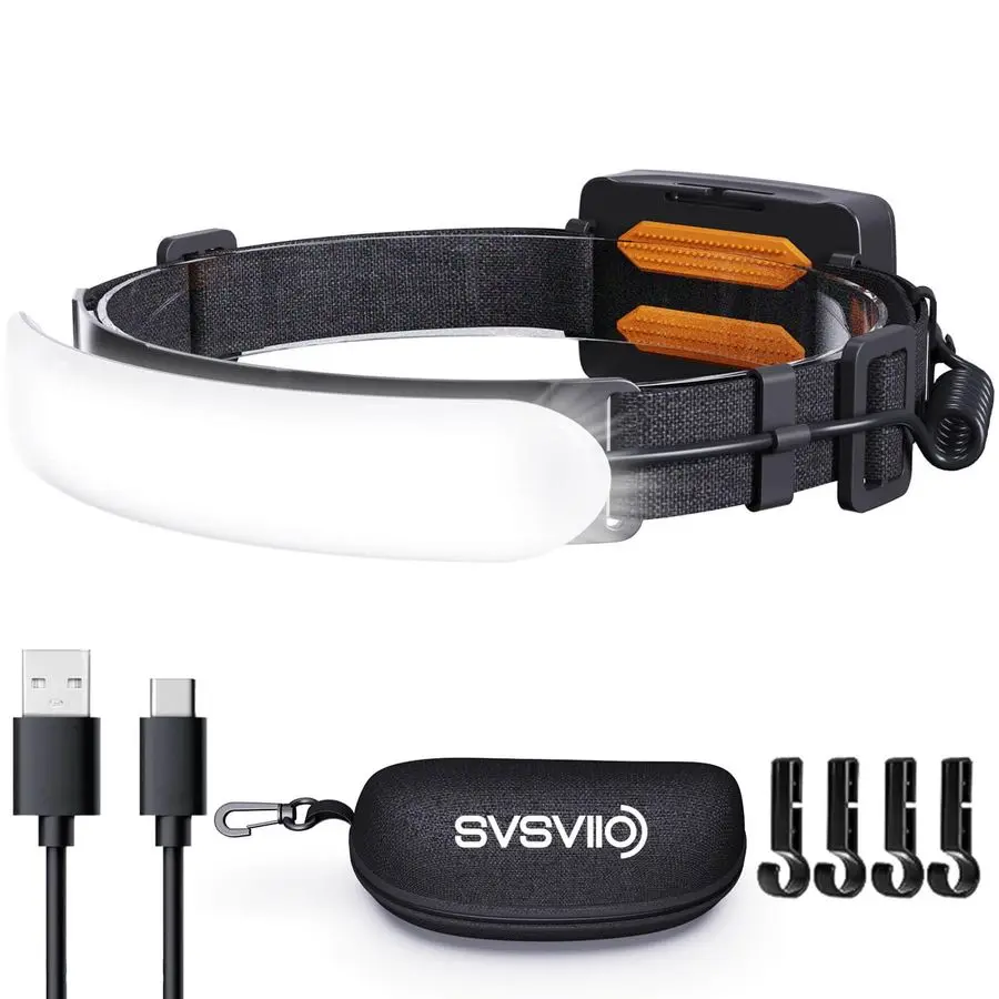 

svsviio Headlamp Rechargeable PRO,7500mAh 1500 Lumen Super Bright 230Beam LED Head Lamp,Head Lights for Forehead,3 Modes,IPX6 H