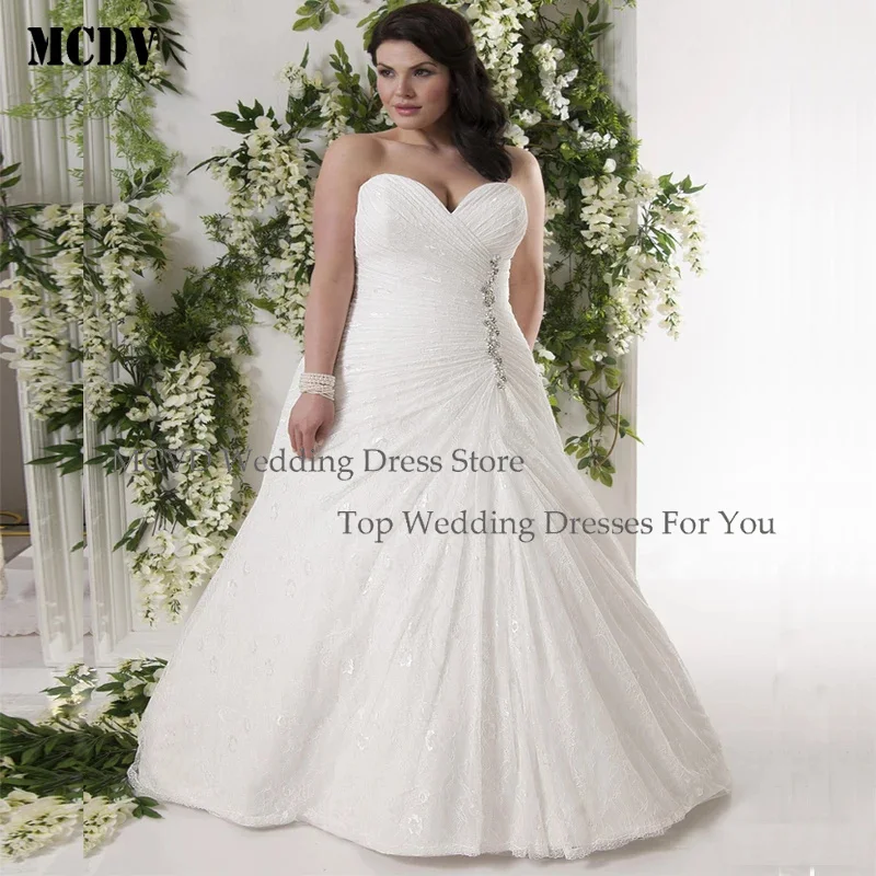 

Sexy Sweetheart Sleeveless Mermaid Wedding Dresses Custom Beading Lace Plus Size Bridal Gown Corset Bridal Gowns