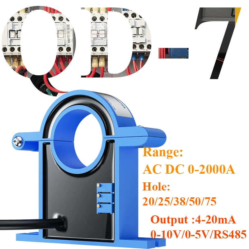 

AC DC Current Transmitter 0-50A 0-100A 0-500A AC Current Transmitter 4-20mA 0-10V 0-5V RS485 DC Current Transducer Transmitter