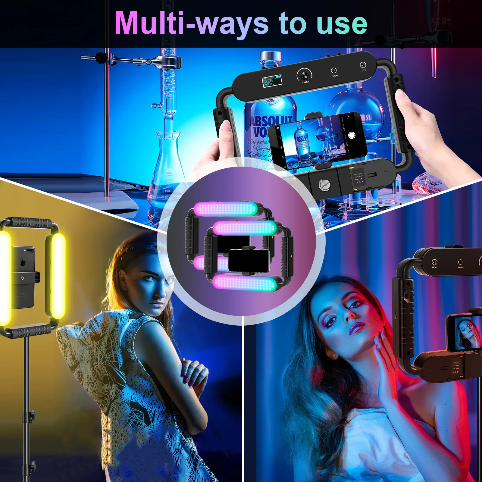 Imagem -06 - Gvm On-câmera Luz Smartphone Equipamento de Vídeo Tiro Vertical Led Anel Luz Led Luz de Vídeo Dslr Smartphone Lidar com Vlog Grip