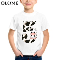 Boys T Shirt Happy Birthday Number 1-9 Print Kids Cute Cows T-Shirt Girls Funny Shirt Children Birthday Present Clothes