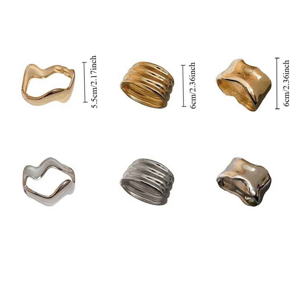 Irregular Wave Shape Alloy Wide Open Bangle Europe American Style Gold Silver Color Alloy Cuff Bangles Minority Design