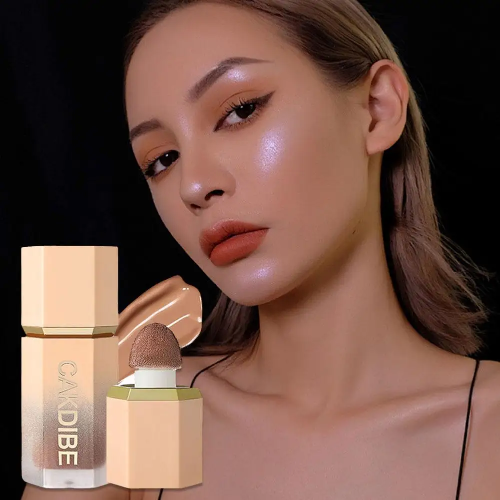 Liquid Bronzer Contour Cream com Esponja, Face Makeup, Waterproof Face Foundation, Brighten, Highlight, Face Cosmetics, Fa K4X1