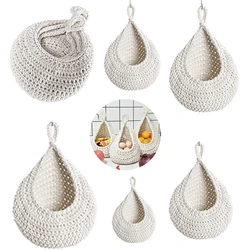 1PC Hanging Wall Vegetable Fruit Basket Boho Handwoven Teardrop Plant Flower Baskets Kitchen Table Wall Mount Storage Container