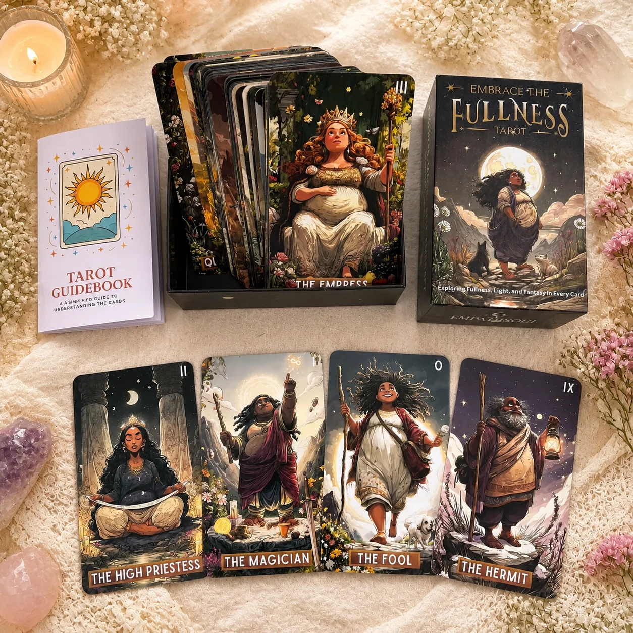 78 Tarot Cards Set, 13x8 Cm, Embrace The Fullness Tarot Explore Richness, Light, Fantasy, Includes Paper Manual, Perfect for Car - view 3