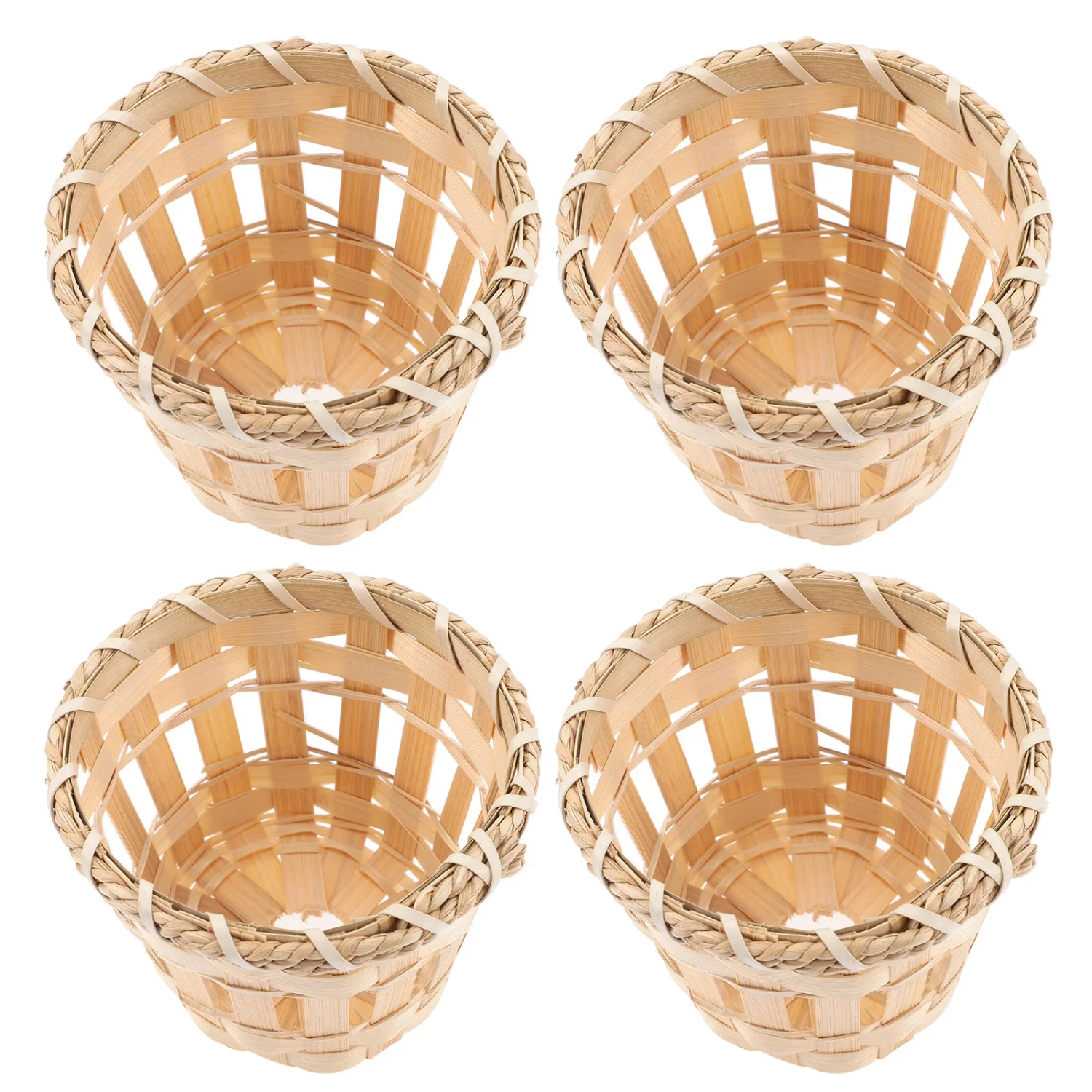 4Pcs Lamp Shade Light Cover Shades Chandelier Drum Woven Cage Bulbceiling Rattan Pendanttable Wicker Lamps Cottage Country