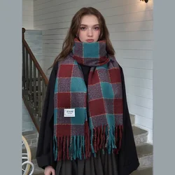 2024 Hot Sale Cashmere Scarf Chroma Plaid Tassel Shawl Wrap Woman Winter Scarf Warm Blanket Stoles Thick  Pashmina Echarpe