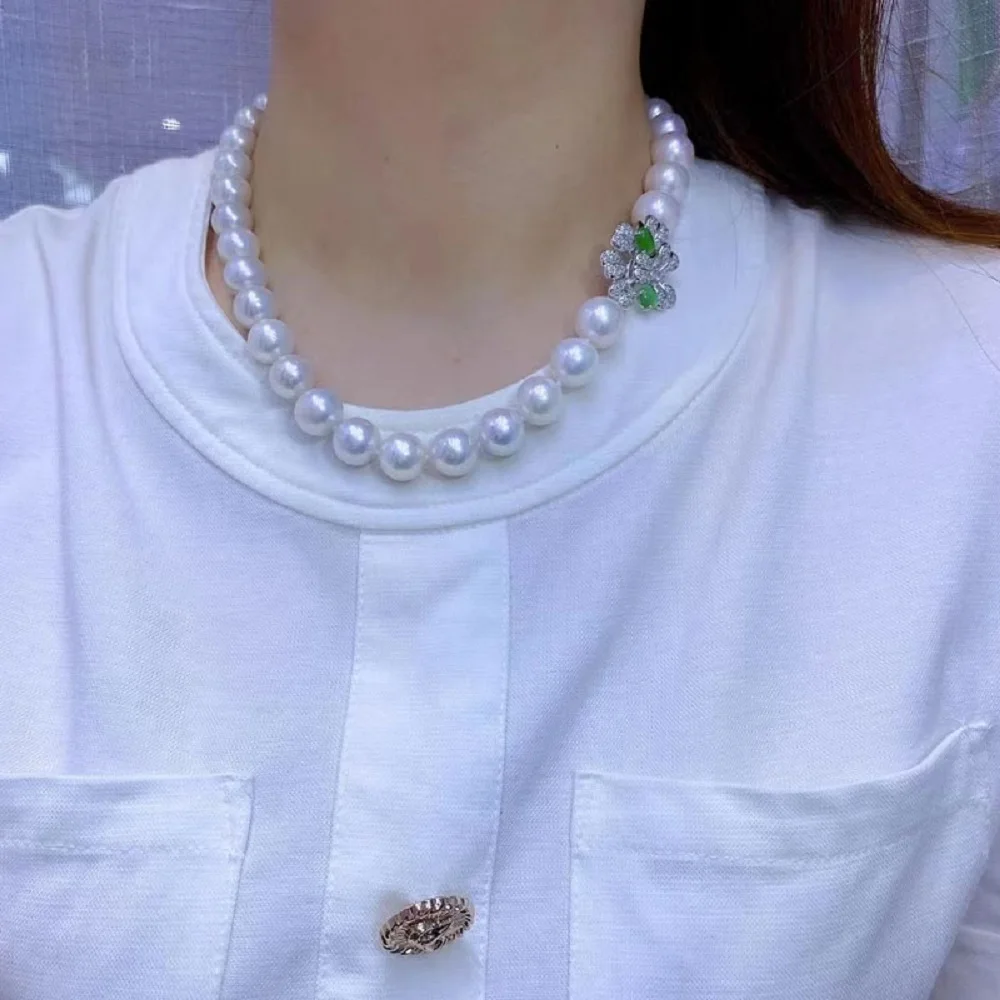 

Large grained pearl necklace AAA12-13mm natural Japanese pearl necklace 16inch/18inch/925s