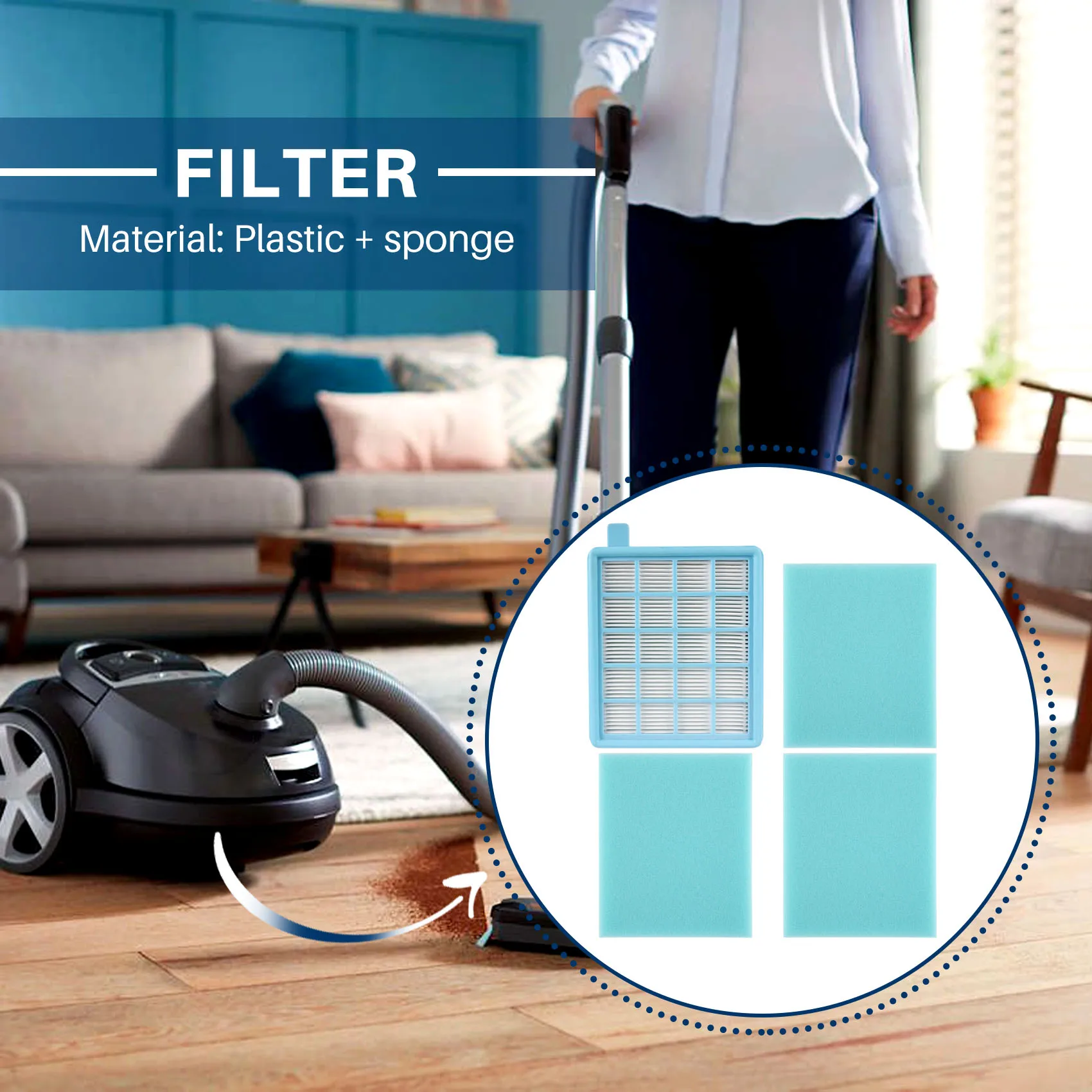 

Hot-4Pcs/Lot Filter Mesh HEPA FILTER BUFFALO-MISTRAL For Vacuum Cleaner FC8515 FC8516 FC8517 FC8518FC8470 FC8471