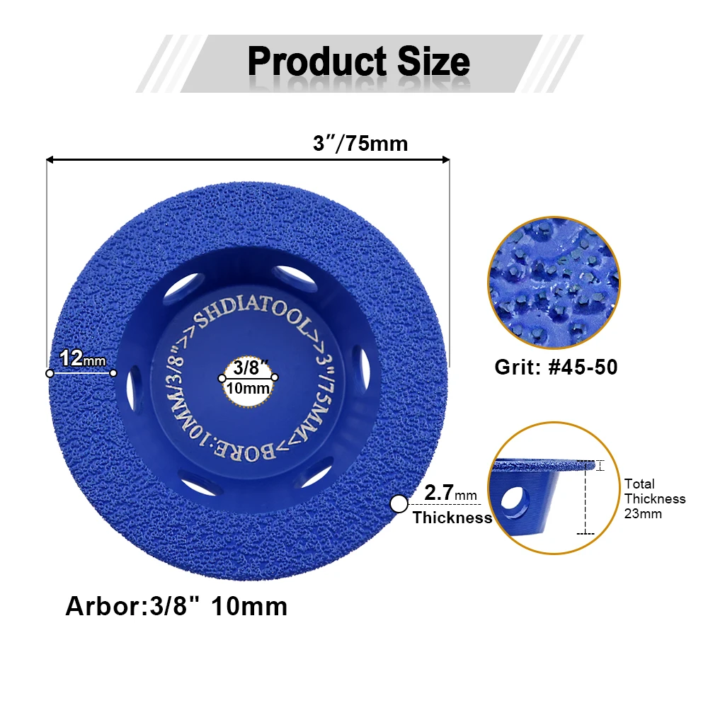 Imagem -06 - Shdiatool-diamond Profile Wheel Grinding Disc Abrasive Tool 3inches Gravação Motor Granito Mármore Telha 10 mm 75 mm 1pc