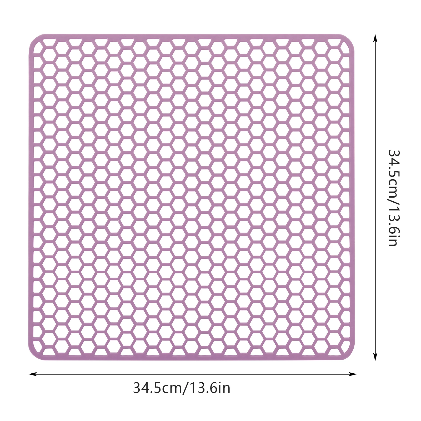 Premium-Silikon-Spülbecken-Schutzmatte 13,6x13,6 Zoll, hitzebeständig bis 220 Grad. ° C Rutschfeste, zuschneidbare Küchen-Abtropfmatte mit Wabenstruktur zum Trocknen auf der Spülbeckenablage (Lila) – Detail 11