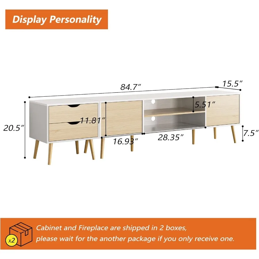 حامل تلفزيون لأجهزة التلفاز حتى 90 بوصة مع خزائن وأدراج تخزين في طاولة وحدة التحكم الحديثة باللون الأسود لغرفة المعيشة وغرفة النوم