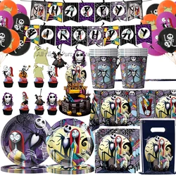 The Nightmare Before Christmas Birthday Party Decoration Balloon Banner Tableware Jack Skellington Party Supplies Halloween Toy
