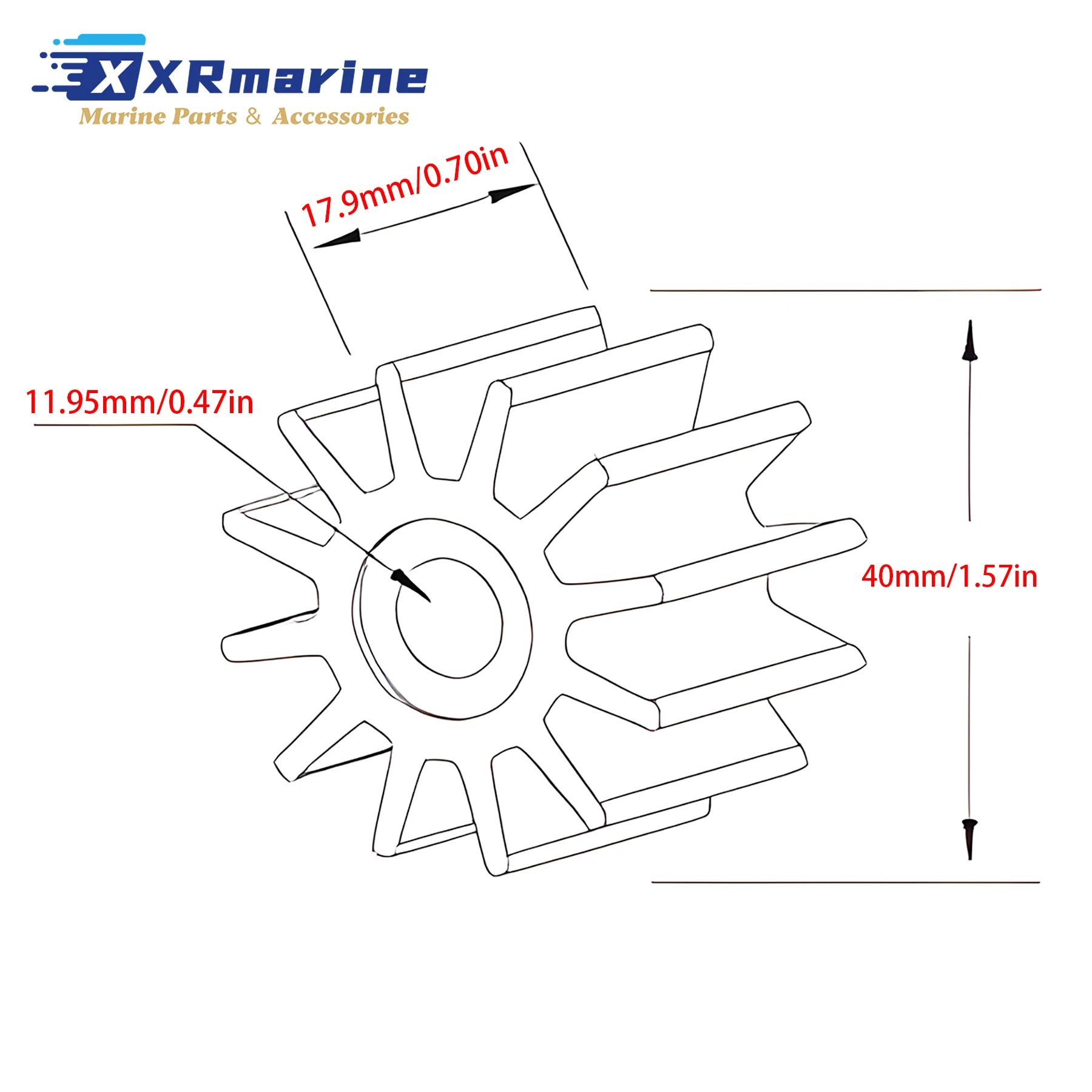 6G1-44352-00 Outboard Impeller Compatible with Yamaha Marine 2 Stroke 2 Cyl 6HP 8HP Motor 6G1443520000  6G14435200 18-3066