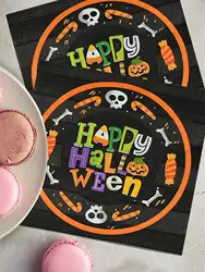 20pcs Halloween circle picture napkin, Halloween party napkin ornament, party party napkin ornament