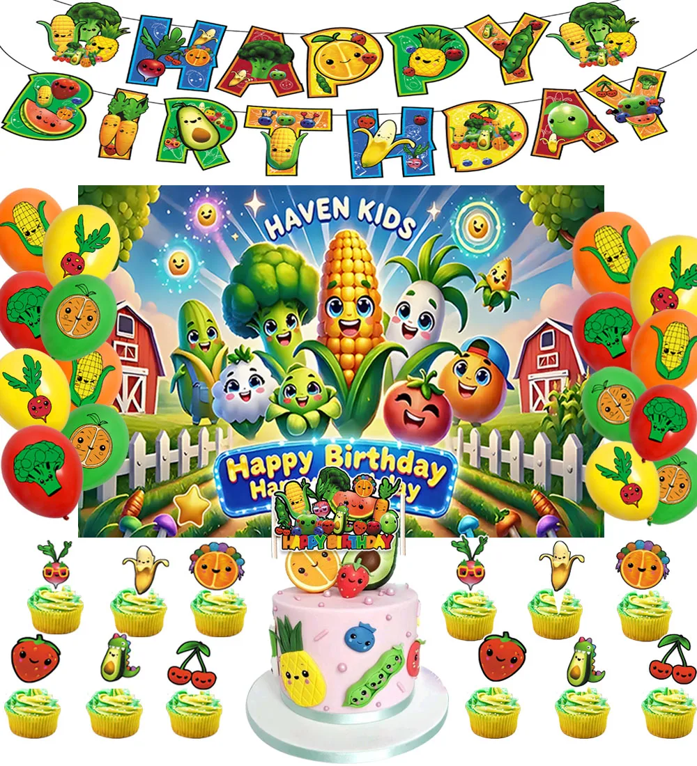 

Cartoon Hey Bear Sensory Kids Birthday Party Decoration Background Fruit Cake Topper Green Gold Balloons Baby Shower Supplies