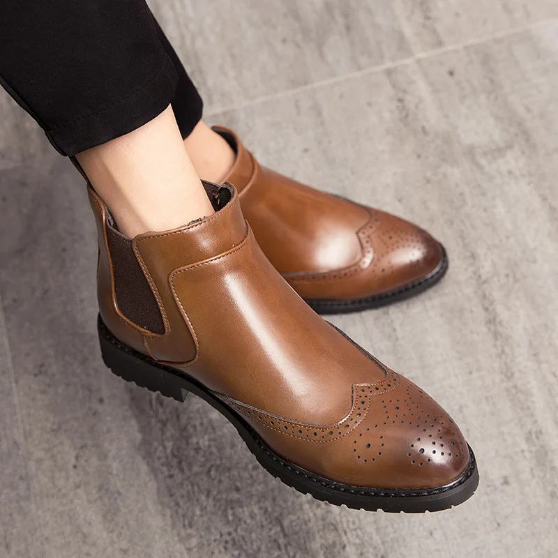 

Коричневые мотоциклетные ботинки, мужская уличная обувь, мужские ботинки «Челси», мужская обувь, кожаные ботильоны для мужчин, мужская зимняя обувь для мужчин 2025