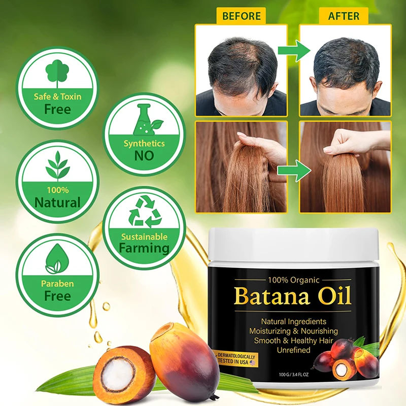 Aceite de Batana orgánico Natural para el crecimiento y el grosor del cabello, elimina las puntas abiertas, hidrata y repara el cabello, cuidado de la pérdida de cabello para hombres y mujeres