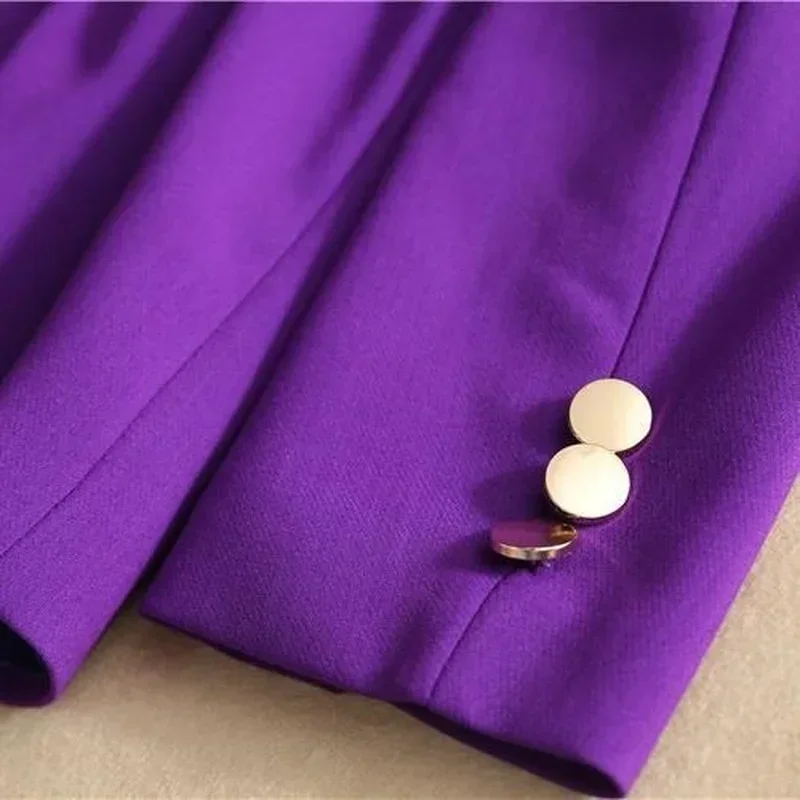 Two Piece Formal Suits Fashion Suit Office Ladies Women\'s Pantsuit Purple Business Classic with Belt Blazer Straight Pants Set