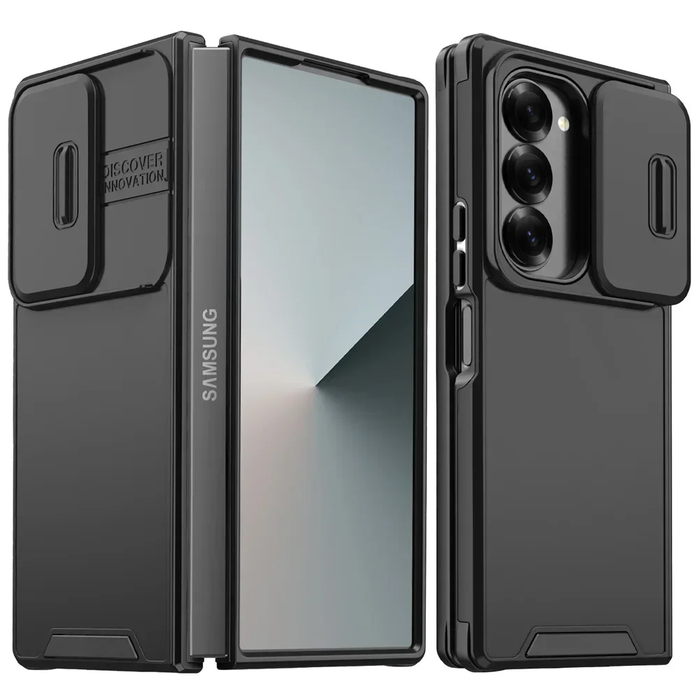 Luxury Sliding Camera Protective Phone Case for Samsung Galaxy Z Fold 7 Fold6 Samsung Z Fold7 Rear Case with Shockproof Armor